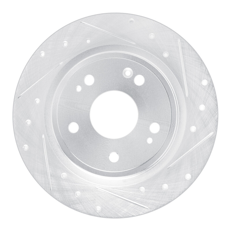 Acura Integra Brake Rotor (1) - Rear Right - R1 Concepts - Drilled & Slotted - Silver - `22-`25